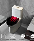 Elongated Toilet Seat Slow Close Bathroom Replacement in black and red design, fits standard toilet, molded MDF material, max weight 400 lbs.