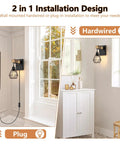 Killer Plug In Wall Sconces Set Of Two With Vintage Wood Accents And Matte Black Bases Serving Up Chill Farmhouse Vibes For Any Bedroom Or Living Room With Smooth Switch Cord Control display showing hardwired and plug-in options.
