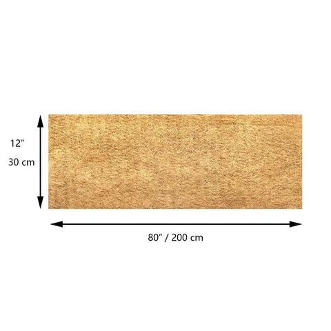 Natural Coconut Coir Liner Roll 12x80 Inch Thick Coco Fiber Sheets showing dimensions 12x80 in / 30x200 cm