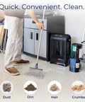 Touchless Dustpan Vacuum With 1400W Power And Auto Infrared Sensor for hard floor cleanup near cabinet with broom