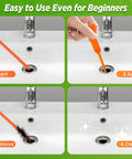 4 Pack 25 Inch Drain Snake Kit For Clogged Drains And Drain Clog Remover Unclog Kitchen Sink Bathroom Tub And Toilet tutorial steps