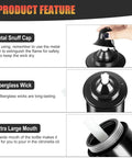 16 Ounce Torch Replacement Canisters for Refillable Bamboo Torch Fuel Citronella Tabletop Torches with snuff cap, fiberglass wick, and wide mouth.