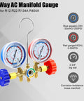 3 Way Car HVAC Manifold Gauge Set With Hoses And Quick Coupler Adapter For R134a R404a Refrigerant Charging Tool Kit