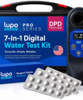 Digital Pool Test Kit for Swimming Pools Spas And Hot Tubs, with handheld tester and reagent tablets for accurate results.
