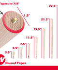 Round Taper Furniture Legs 16 Inch, 4 Pack, Self Leveling Quick Mount Wood Legs with sizes marked from 3.5 to 27.5 inches