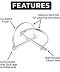 Pack Of 10 Trailer Pins And Locking Pins Set 2.75 Inch Length And 0.25 Inch Diameter, zinc-plated carbon steel, secure coupler latch, product features