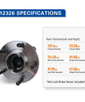 Rear Wheel Hub Bearing Assembly For Hyundai Santa Fe Veracruz And Kia Sorento 5 Lug With ABS Sensor FWD Only Specs Diagram