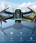 1080P HD FPV Foldable Camera Drone For Adults And Beginners, Compact Mini Drone with features shown, set outdoors against sky and mountains.