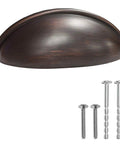 Oil Rubbed Bronze Cabinet Cup Pulls Three And A Half Inch Overall Length 10 Pack Durable Drawer Handles with screws