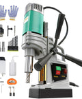 Heavy Duty Magnetic Drill Press 1450W With 0-820 RPM, Portable Electric Mag Drill For Metalwork, includes tools and accessories.