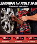 Cordless 1/2 Inch Impact Wrench With 1500 Nm High Torque, Brushless Motor in use on car wheel