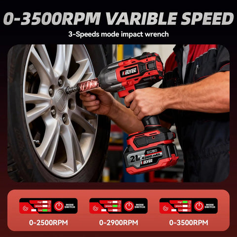 Cordless 1/2 Inch Impact Wrench With 1500 Nm High Torque, Brushless Motor in use on car wheel