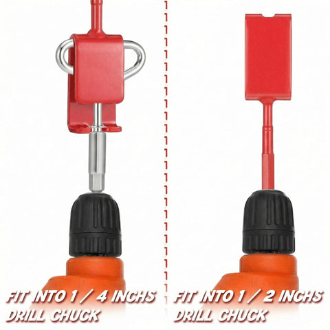 6 Inch Floating Rotating Ice Fishing Auger Drill Bit With 2 Ice Anchor Drill Adapters And 2 Blades Nylon Attachment Built For Quick Cutting And Easy Ice Fishing Setup Beefy Outdoor Gear showing red adapters for drill chuck sizes