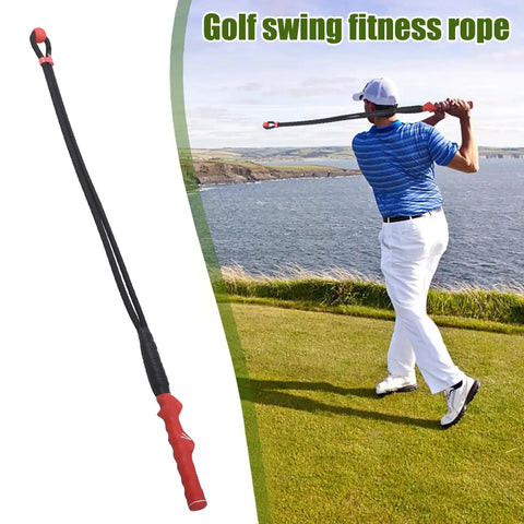 Golf Swing Rope Trainer For Warm Up And Power Pro Level Practice Rope For Golfers Boost Swing Speed Tempo And Precision Includes Handy Storage Bag Red shown in use