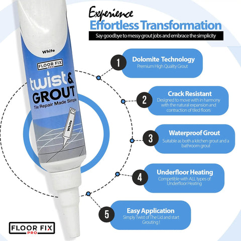 Twist And Grout Reviver Premixed Tile Repair For Bathroom, Shower And Kitchen With Smoothing Tool Light Gray 8.8 Fluid Ounces