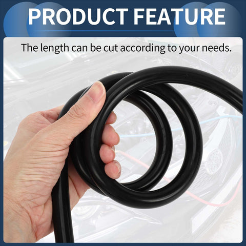 Beefed Up Silicone Vacuum Hose For Ford Vehicles 5 Feet Long 0.5 Inch ID 2.5mm Thick High Temperature Black Universal Air Vacuum Line Tube For Ford Explorers Escape Mustang Expedition Bronco F150 F250 F350 F450 F550 Ranger SUVs Pickups visible in hand