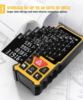 Long Range Laser Measure Tool With Dual Angle Display And Pythagorean Mode 328 Feet Laser Distance Meter For Distance Area And Volume Switchable Units M In Ft Ft In High Precision For DIY And Pros digital laser distance meter with dual angle display and 30-set data storage