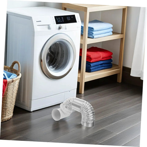 Zerodeko 4 Pc Dryer Vent Hose Connector Kit W/ 16 Ft Flexible Aluminum Film Hose And Abs Coupling For Laundry Install To Stop Leaks Keep Air Flow Smooth And Super Secure. Dryer vent hose kit beside washing machine