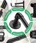 Collage of Beefy Black Curtain Rods For Windows 66 To 120 Inches, showing telescoping parts, support rack, splicing design