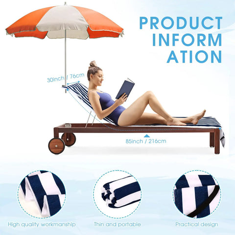 2 Pack Lounge Chair Covers 30 X 85 Inch Striped Navy Microfiber Towel for Poolside Sunbathing Beach Spa Outdoor Patio Lounging