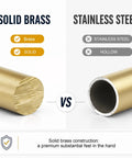 Comparison of solid brass vs hollow stainless steel with descriptions for cabinet pulls material and quality.