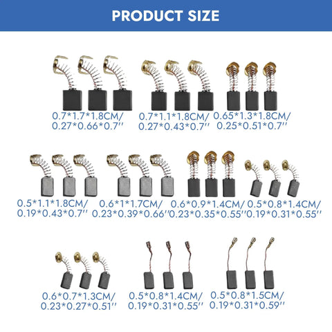 Carbon Brush Replacement Kit For Electric Motors, 60 Pieces In 10 Sizes, Power Tool Parts For Dewalt Angle Grinder DWE402