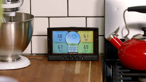 Multi Room Weather Station With Wireless Indoor Outdoor Thermometer And Digital Color Display