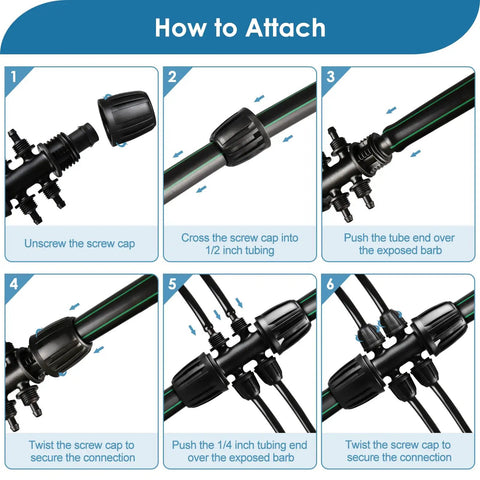 How to attach Barbed Tee One Half Inch To One Quarter Inch Drip Irrigation Fittings Kit, Ten Piece Set for easy DIY setup.
