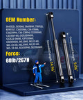 Heavy Duty Gas Struts For Rv Compartments And Storage Bays 15 Inch 60 Lb Lift Support Shocks shown with dimensions on display.