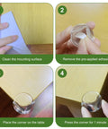 Steps to install 36 Pack Clear Corner Protectors For Baby Rock Solid Table Edge Guards For Furniture. Adhesive application guide.