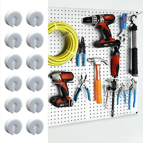 100 Pack Peg Hook Stoppers For Pegboard Slatwall And Gridwall Displays White Foam Peg Locks on pegboard with tools