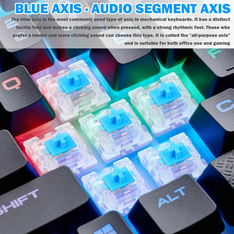50 Pack 3 Pin Mechanical Keyboard Clicker Switches Pre Lubed Plate-Mount Tactile Clicky With Brush And Key Puller Dustproof MX Style Switches For 3D Printing Projects, Gaming Keycaps, Typing Pros And Gamers. Blue tactile keyboard switches on backlit keys