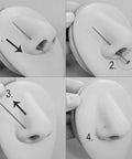 Demonstration of Titanium Insertion Taper for Threadless Body Jewelry, 18G Threadless Piercing Taper Pin for Nostril Piercing, 2Pcs, Skin Friendly G23 Titanium use in a synthetic nostril model, showing insertion and secure locking process.