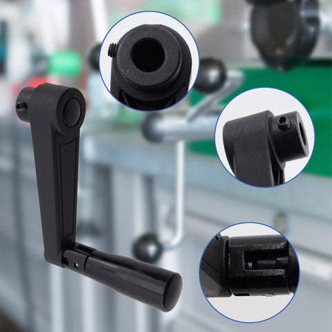 5 Inch Nylon Crank Handle Foldable Swivel Rocker For Industrial Machinery Tools And Equipment With 12mm Hole Diameter, close-up view
