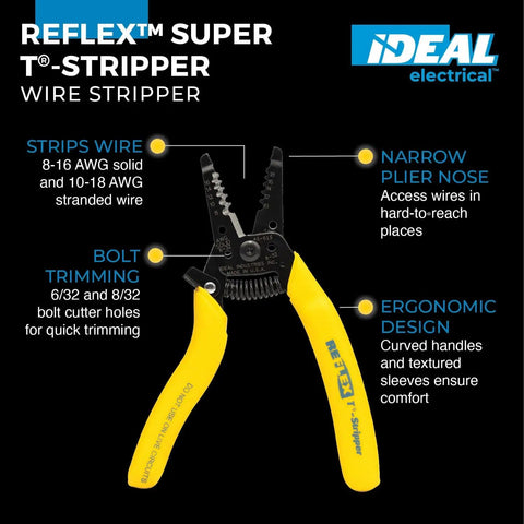 Wire Stripper Tool For 8-16 Solid And 10-18 Stranded Wire With Precision Stripping Holes, Ergonomic Curved Handles, Textured Sleeves