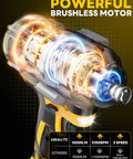 Brushless Cordless Impact Wrench Generating 1500 Nm Beast Mode Torque With An Integrated Work Light showing powerful motor and design.