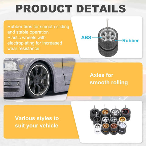 Product details of Four Pack 1 64 Scale Wheel And Tire Set With Real Riders Rims Includes Axles For RC Diecast Cars Toy Vehicles