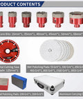 Top Notch 16 Piece Diamond Tile Hole Saw Kit With M14 Adapter And Metal Cutting King Blade For Drilling Hard Surfaces Plus Polishing Pads For That Smooth Finish You Deserve. 25-68mm core bits, blade, pads, case