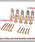 Self-Drilling Drywall Anchors Kit 12x30mm With Screws for Plasterboard Fixing, Premium Yellow Zinc-Plated Carbon Steel, Rust-Resistant No-Prep Install, Quick Mount for TVs, Shelves, Cabinets, and Wall Decor. 12x30mm and 12x40mm anchors with screws