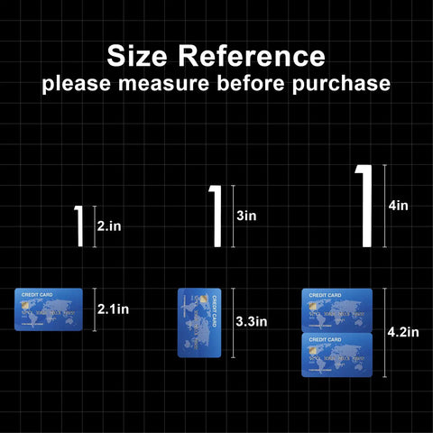 Size reference guide for 2 inch reflective mailbox numbers with credit card size comparison for accurate measurement.