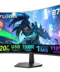 27 Inch Curved Monitor With Built In Speakers USB Type C 120Hz Refresh Rate 1ms MPRT FHD 1080p HDR And Over One Hundred Ten Percent SRGB VESA Compatible