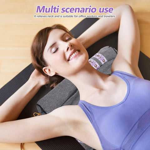 Chill Out With This Super Cozy Heated Neck Pillow For Serious Neck Stiffness Relief And Deep Relaxation, portable neck support in use.