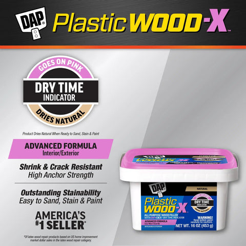 Killer Hold Smooth As Butter Stainable Wood Filler With Smart Pink To Gray Drydex Indicator 16 Ounce container for repairs.