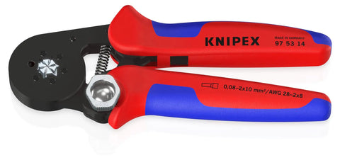 Red and blue Self-Adjusting Crimping Pliers For End Sleeves And Ferrules, DIN 46228 Compliant, AWG 28-5