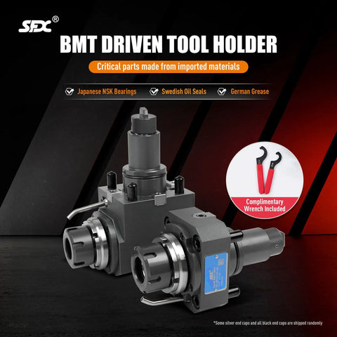 Live Driven BMT45 Tool Holder For CNC Lathe Milling With ER25 Internal Clamping Precision Turning Turret 0 Degree Setup NSK Bearings German Oil Seals Nut Wrench Included, front view