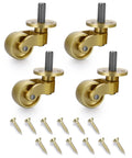 4 Pack Universal Brass Caster Stems Wheels 22mm Heavy Duty Swivel Casters 360 Degree Rotation For Metal Furniture Movable Casters Replacements For Trunk Box Trolley Cabinet Coffee Table