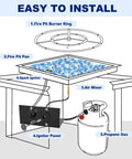 Diagram showing setup of Fire Pit Spark Ignition Kit With Push Button Igniter Three Quarter Inch Ball Valve And Key Black Finish