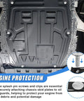 Beefy 8 Piece Car Engine Splash Shield Hardware Kit featuring Lower Cover Pins, bolts, and radiator clips on chassis guard protection.