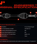 Diagram of CV Axle Shaft Assembly Front Right Passenger Side For Toyota Sienna 2004-2010 FWD with specs and dimensions
