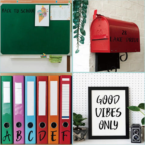 Bulk 360 Piece Self Adhesive Vinyl Letter And Number Sticker Set used on chalkboard, mailbox, binders, and picture frame